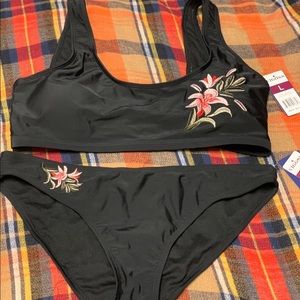 Black two piece bathing suit size L